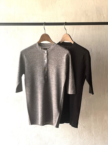 BATONER - CHOMA RIB HENLEY NECK HALF SLEEVE
