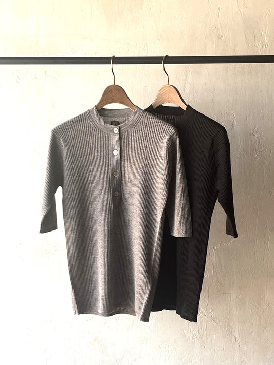 BATONER - CHOMA RIB HENLEY NECK HALF SLEEVE