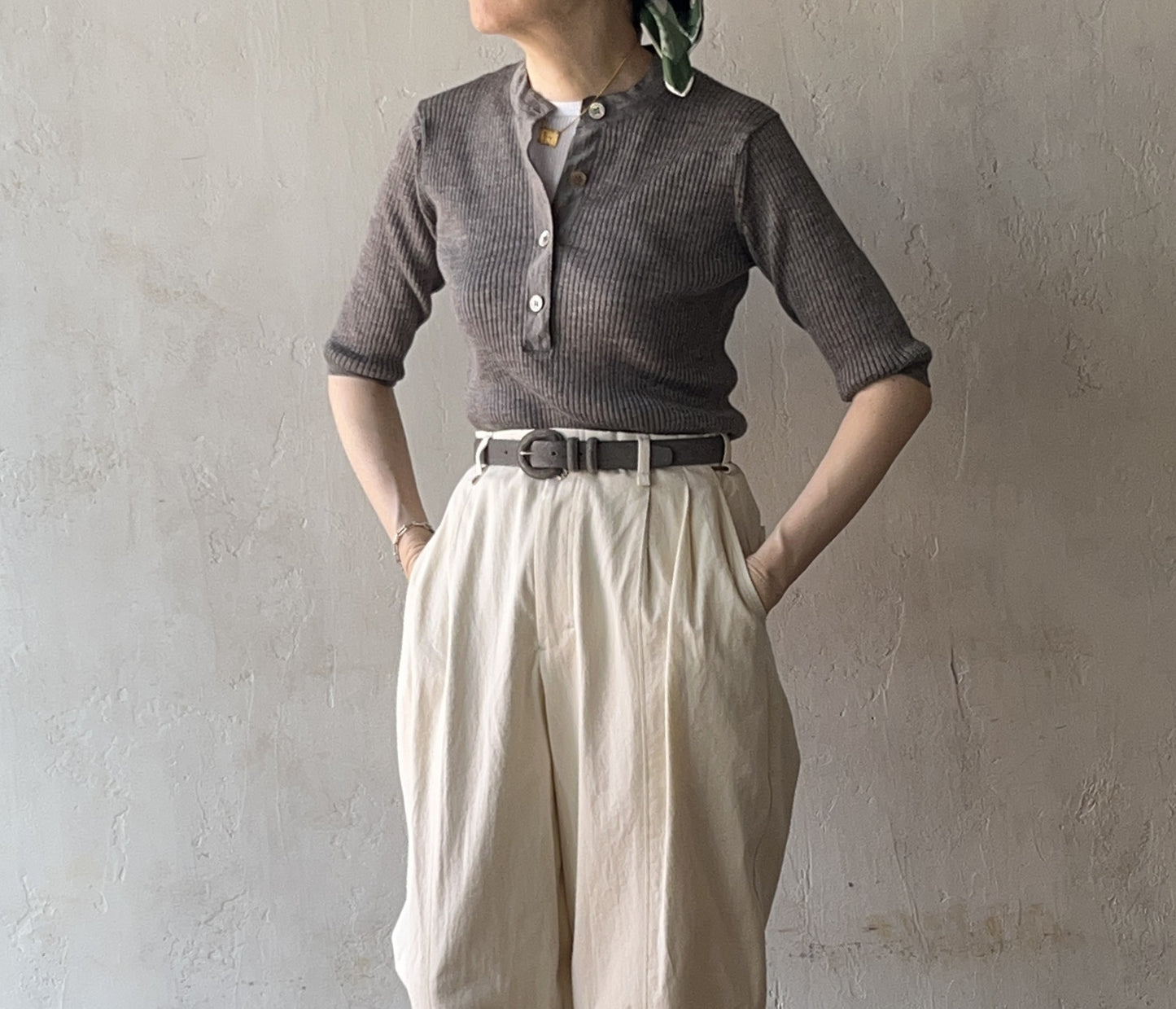 BATONER - CHOMA RIB HENLEY NECK HALF SLEEVE