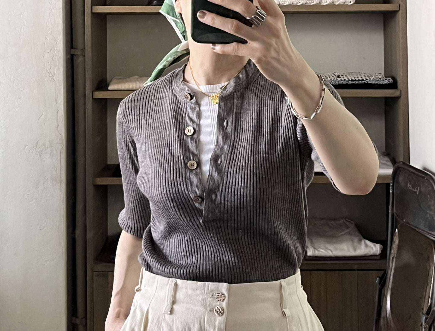 BATONER - CHOMA RIB HENLEY NECK HALF SLEEVE