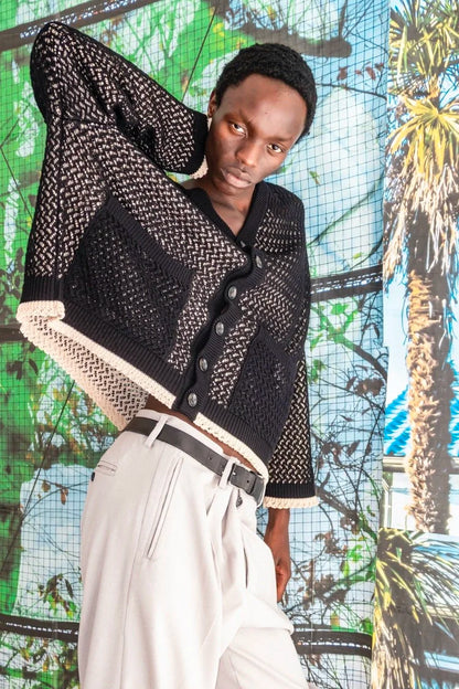 Kota Gushiken - Inside Out 2 Layers Cardigan col.Black/Beige