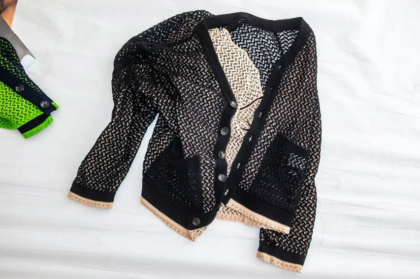 Kota Gushiken - Inside Out 2 Layers Cardigan col.Black/Beige