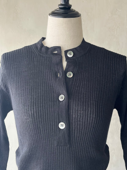 BATONER - CHOMA RIB HENLEY NECK HALF SLEEVE