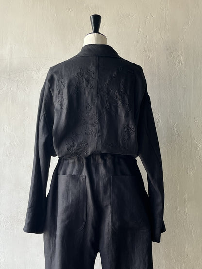 wonderound - LINEN WORKSUIT EMBROIDERY