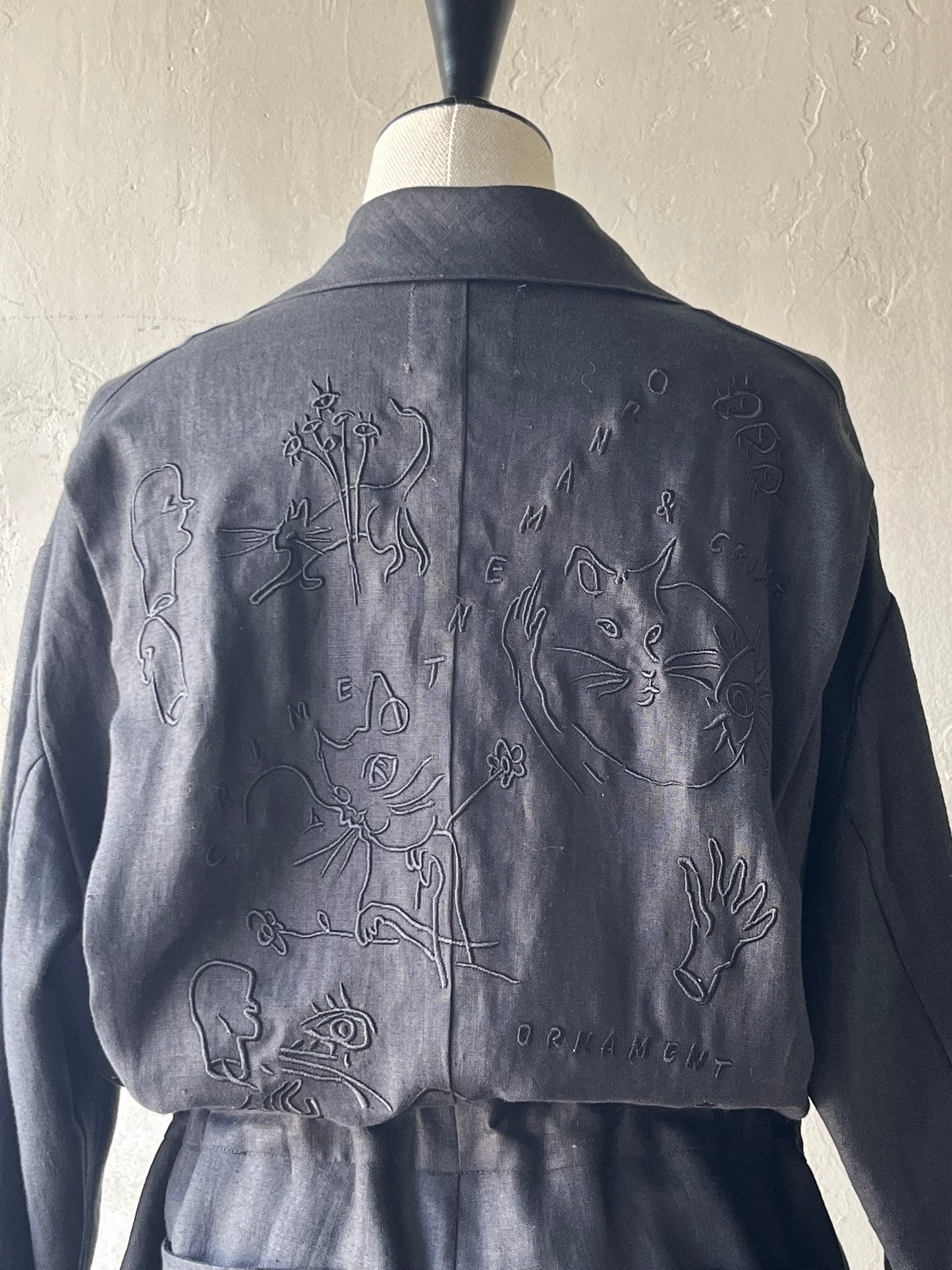 wonderound - LINEN WORKSUIT EMBROIDERY