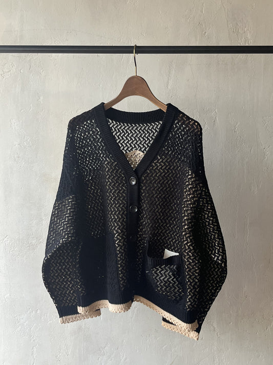 Kota Gushiken - Inside Out 2 Layers Cardigan col.Black/Beige