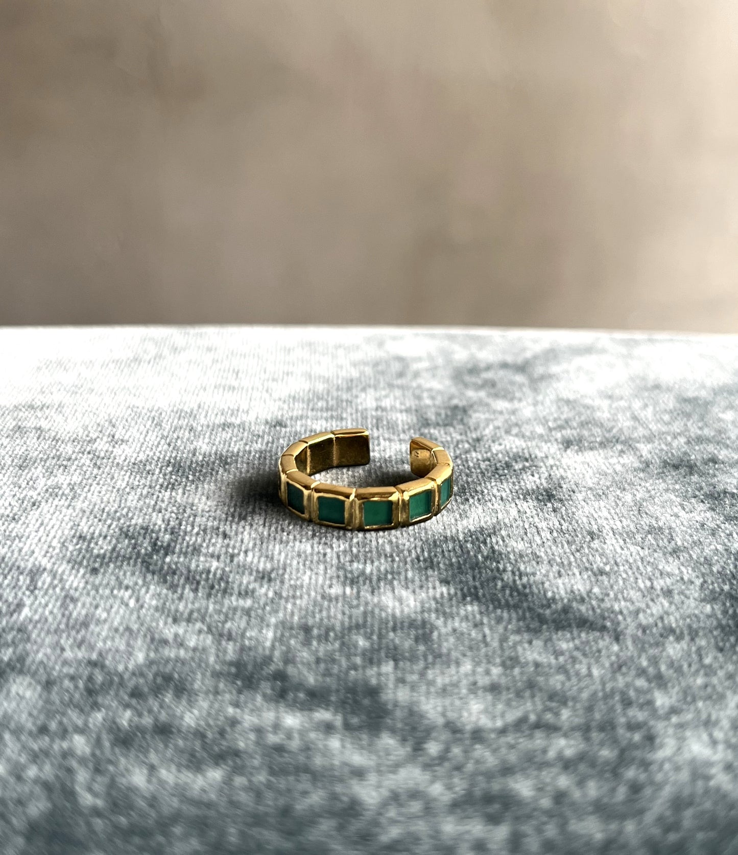 R.ALAGAN - SMALL TILE RING  GREEN