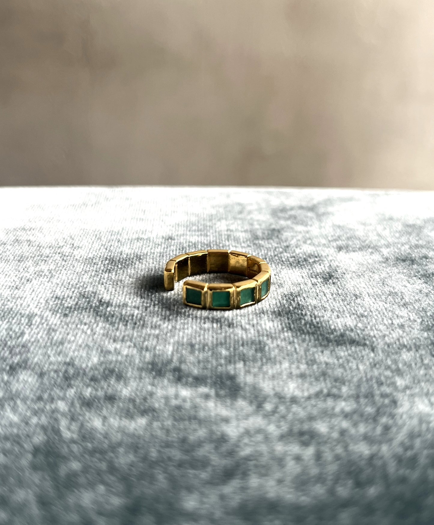 R.ALAGAN - SMALL TILE RING  GREEN