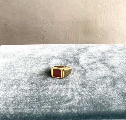 R.ALAGAN - SIGNET RING RED AGATE