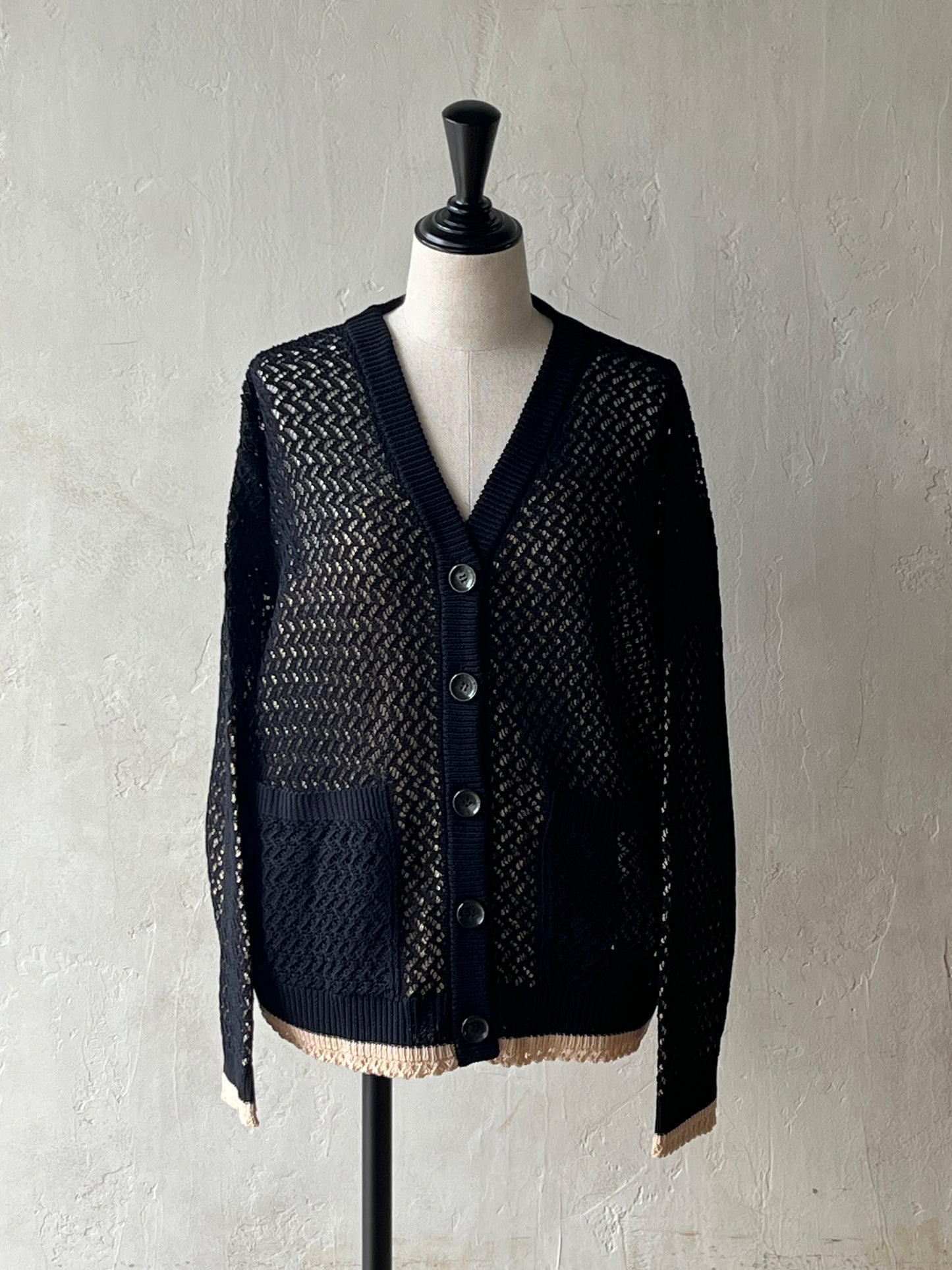 Kota Gushiken - Inside Out 2 Layers Cardigan col.Black/Beige